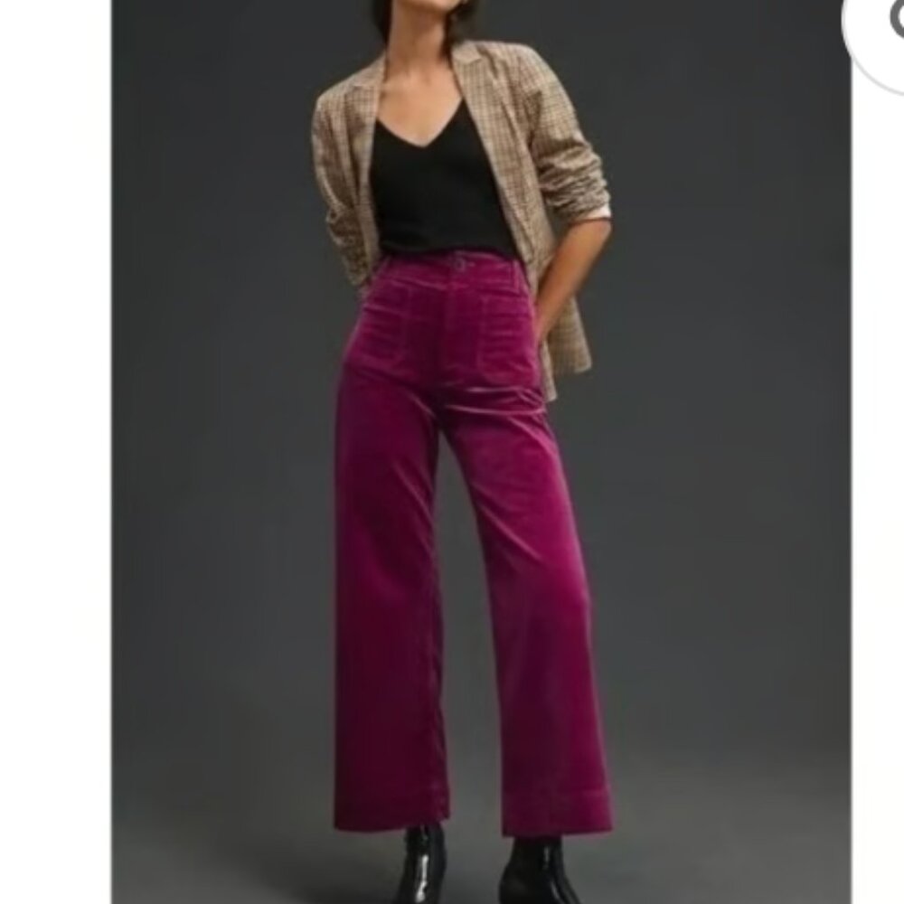 Anthropologie Maeve Pants Womens 28 Colette Cropped Wide Leg Corduroy